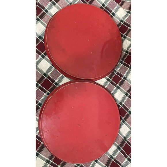 2 Vintage Tin Serving Trays With Amish Horse & Buggy Design Pennsylvania Dutch - Picture 11 of 11